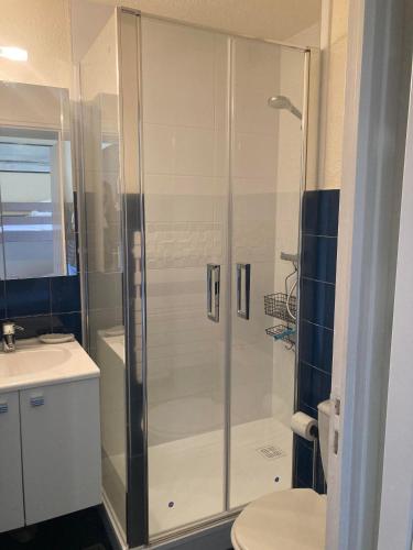 une salle de bain avec une douche avec des toilettes et un lavabo dans l'établissement Studio 53, à Le Touquet-Paris-Plage