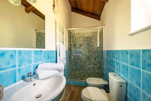 a bathroom with a tub and a toilet and a shower at Tenuta Di Maro in Sticciano