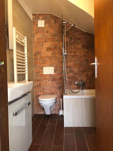 a bathroom with a toilet and a glass shower at Come Relax and Enjoy the Breathtaking Views in Brissago