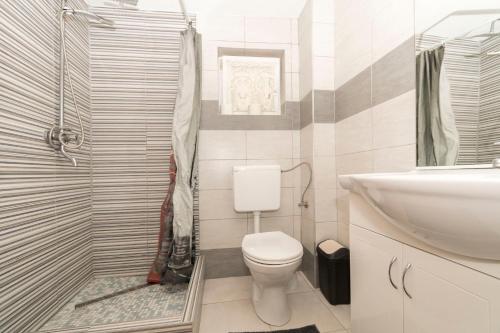 a bathroom with a toilet and a sink at Apartments Kristina in Donji Karin