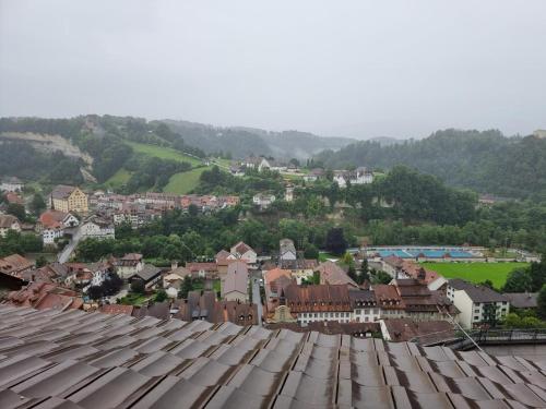 - une vue sur la ville depuis le toit dans l'établissement Urban Studio City, à Fribourg