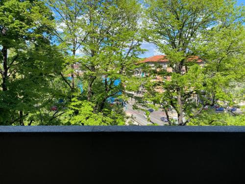 a view from a window of a street with trees at Sweet Home Riverside in Turin