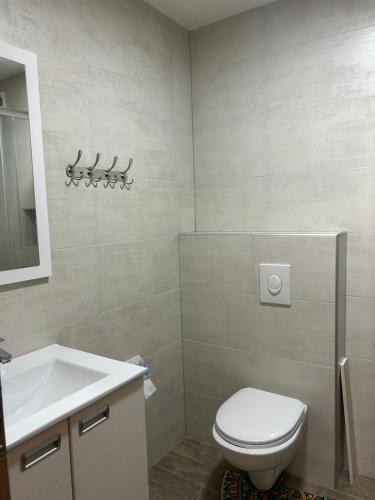 a bathroom with a toilet and a sink at Sunrise apartmani in Bar
