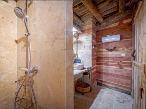 Bilik mandi di Location Insolite : Maison Hobbit avec Arbre Intégré, à Proximité de Chambord - FR-1-491-375