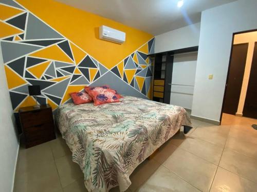מיטה או מיטות בחדר ב-Casa en Acapulco Zona Diamante.