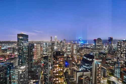 a view of a large city at night at Lv 60 Skyline 2B 2B 1CP in Heart of Melbourne in Melbourne