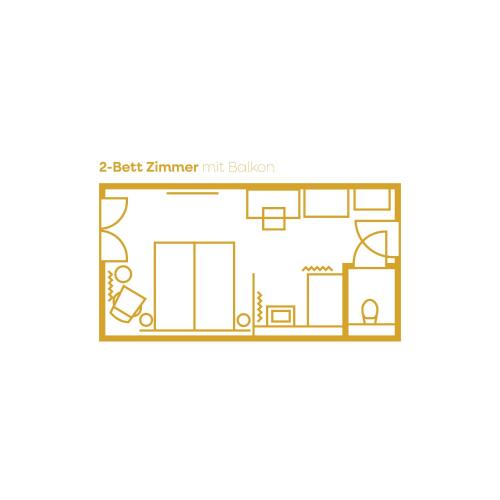 a bedroom floor plan of a apartment illustration at Schwarzes Rössl in St. Wolfgang