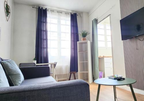 un salon avec un canapé et une table dans l'établissement 1# Central'Tours VERT, à Tours