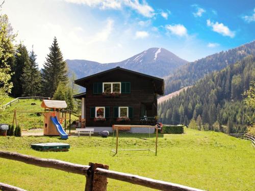 a house on a hill with a playground at Beautiful and very luxurious chalet in walking and skiing area Innerkrems in Innerkrems