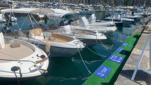 a bunch of boats are docked in a harbor at Cbrentboatsalerno in Salerno
