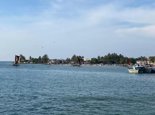 a group of boats in a large body of water at Shalom Residencies in Negombo