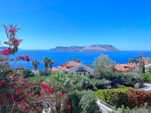 a view of the ocean from a house at Akdeniz Villa in Kas