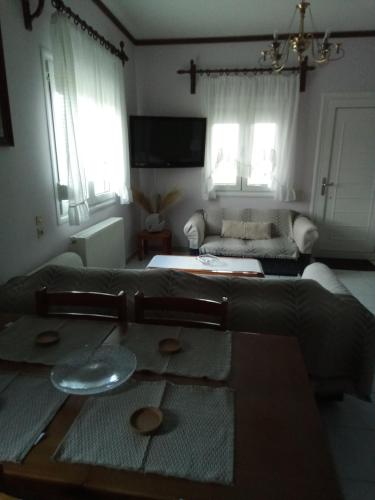 科扎尼的住宿－EvropisHouse，客厅配有沙发和桌子