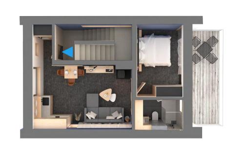 a rendering of a floor plan of a room at A2 Apartment & Studio - Hrabovo, Ružomberok in Ružomberok