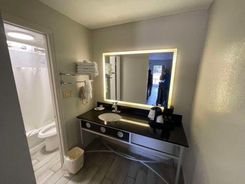 a bathroom with a sink and a mirror at Rodeway Inn in Lake Wales