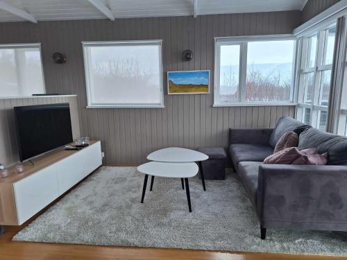 Televízia a/alebo spoločenská miestnosť v ubytovaní Dimond cottage