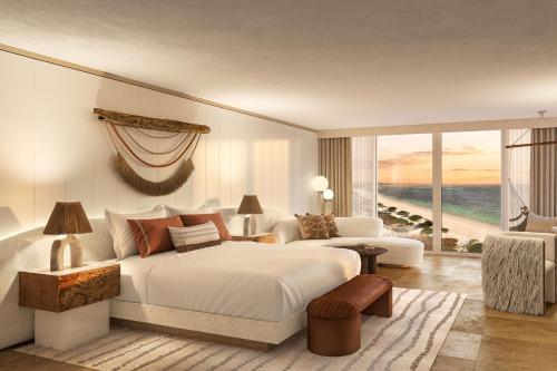 Cockburn HarbourにあるSalterra, a Luxury Collection Resort & Spa, Turks & Caicos のベッドルーム(大型ベッド1台、大きな窓付)