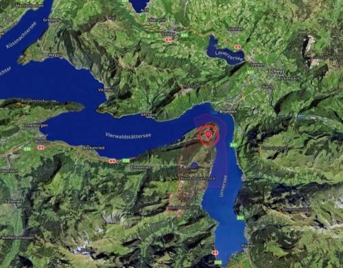 eine Karte von Irland mit einem roten Kreis in der Unterkunft LakeHill72 in Seelisberg