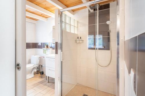 un bagno con doccia e WC di La Petite Maison a Bédoin
