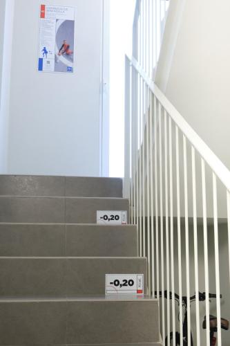 a set of stairs with numbers on them at Ibis Budget Bilbao City in Bilbao