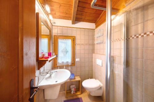 a bathroom with a sink and a toilet at Orserose Chalet 4 Al Vant in Forno di Zoldo