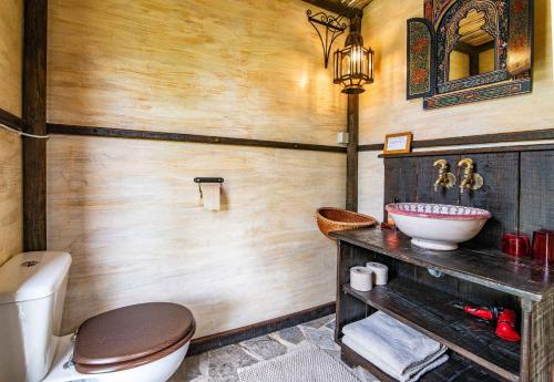 a bathroom with a toilet and a sink at Valle de Oro in Villanueva de Algaidas