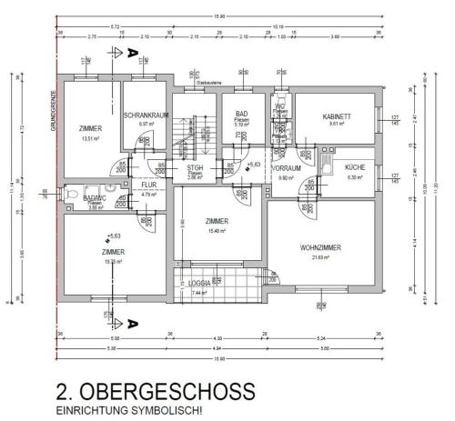 un plan d'étage d'une maison avec dans l'établissement 3611 HAUS HABRUCK Top 2, à Habruck