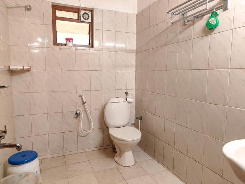 a bathroom with a toilet and a sink at The Twin Cottages in Madikeri