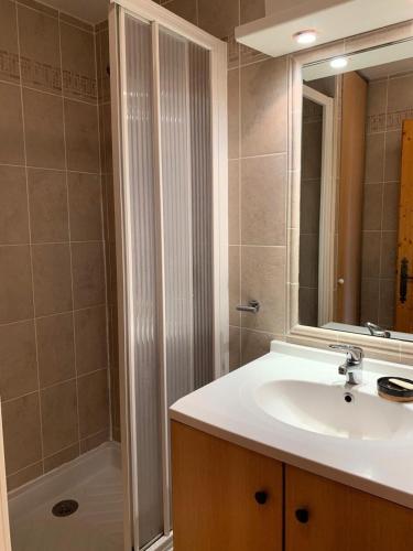 une salle de bain avec un lavabo et une douche dans l'établissement Primevere Chalets De La Vallee D'or - 3 pièces 6 personnes 3 exposé Ouest MAE-9954, à Valloire
