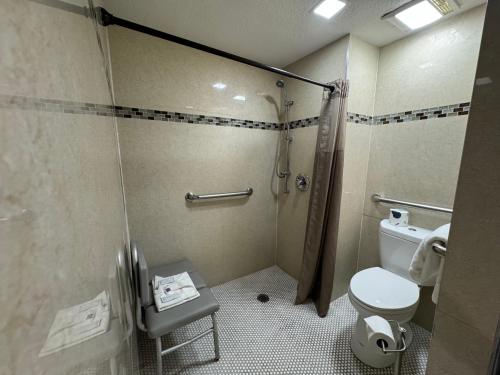 a bathroom with a shower and a toilet at Motel 6 Englewood, FL in Englewood