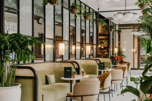 a lobby with couches and tables and plants at The Halyard Liverpool, Vignette Collection, an IHG Hotel in Liverpool