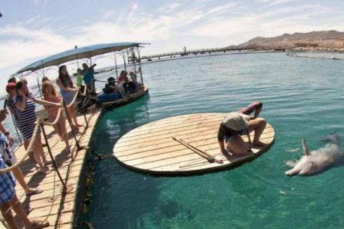 een groep mensen op een boot in het water bij Red Sea Glam in Eilat