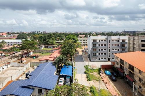 an overhead view of a city with buildings at Lagos Marriott Hotel Ikeja in Lagos
