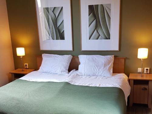 En eller flere senge i et værelse på Premium holiday home with garden