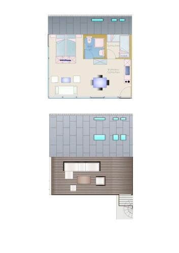 a floor plan and elevation of a building at Appartment Seeblick 9 2OG Grundbelegung 4 Pers in Elsterheide