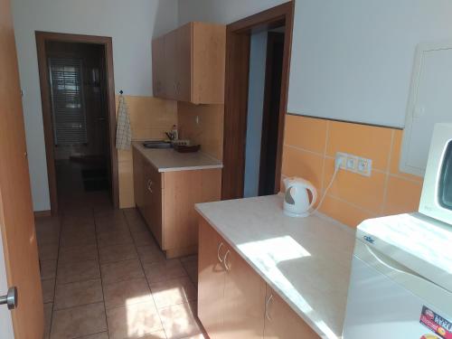 Kuchyň nebo kuchyňský kout v ubytování Penzion a restaurace U Pošů