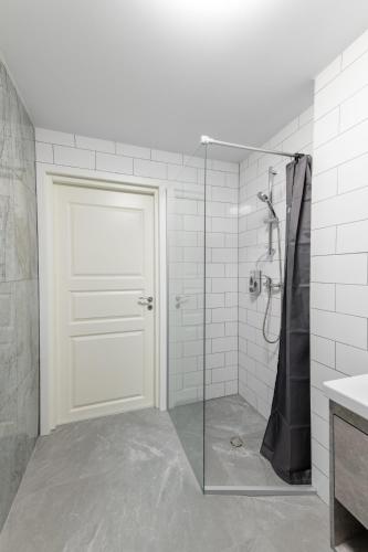 Koupelna v ubytování Stiklo Apartamentai