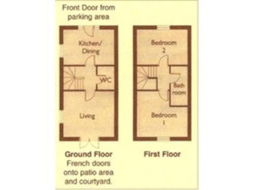 a diagram of a floor plan of a house at Two Bedroomed Holiday Cottage with Sea Views in St Austell