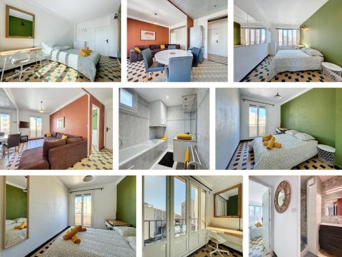 un collage de quatre photos d'une pièce dans l'établissement Appartement 8 Couchages - Central & Spacieux - Les Frères de la Loc', à Marseille