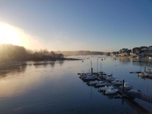 a group of boats are docked in a harbor at Anatoline Audierne Appart'hôtel - Appartements vue Mer - Sea & Harbor Stay in Audierne