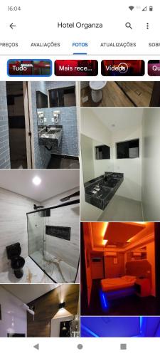 un collage de diferentes fotos de una habitación en Motel Organza, en São Paulo