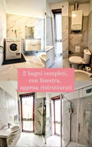 een collage van drie foto's van een badkamer bij Sama Appartemento Butterfly in San Carlo