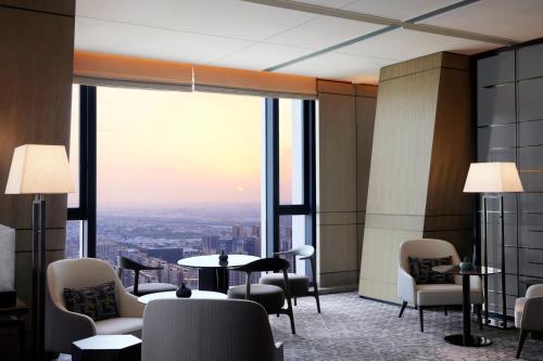 a room with a view of a city at JW Marriott Hotel Xi'an in Xi'an