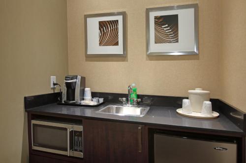 a kitchen with a sink and a microwave at Holiday Inn Express Hotel & Suites Vernon by IHG in Vernon
