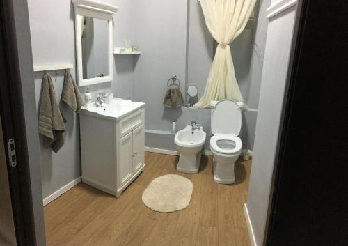 コンスタンツァにあるApartament Tomisのバスルーム(トイレ、洗面台、鏡付)