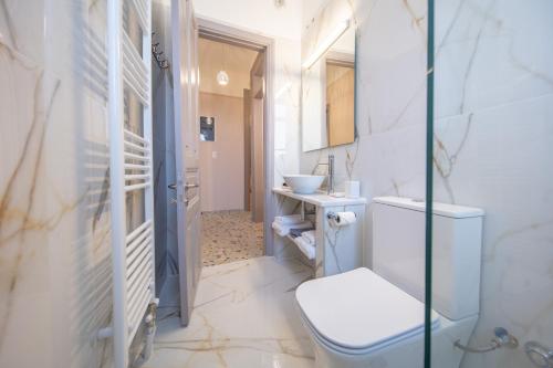 a bathroom with a toilet and a sink at Oikia Tripodon in Athens