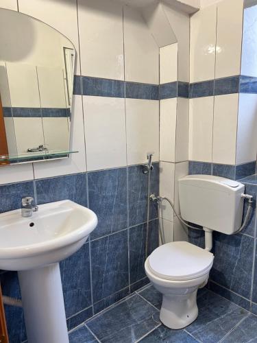 ein Bad mit einem WC und einem Waschbecken in der Unterkunft Glauk Apartment in Berat