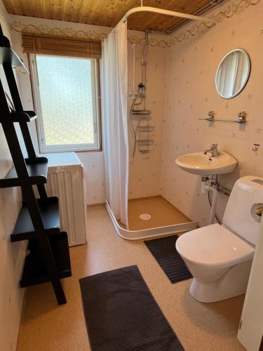 een badkamer met een toilet en een wastafel bij Hörlösa in Löttorp