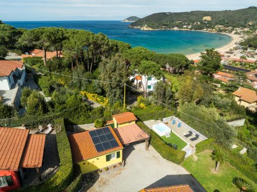 an aerial view of a house with solar panels on its roof at Marina VIP in Marciana