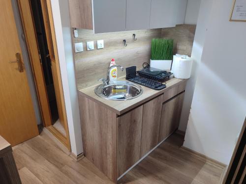Kuchyň nebo kuchyňský kout v ubytování Pearl's apartments